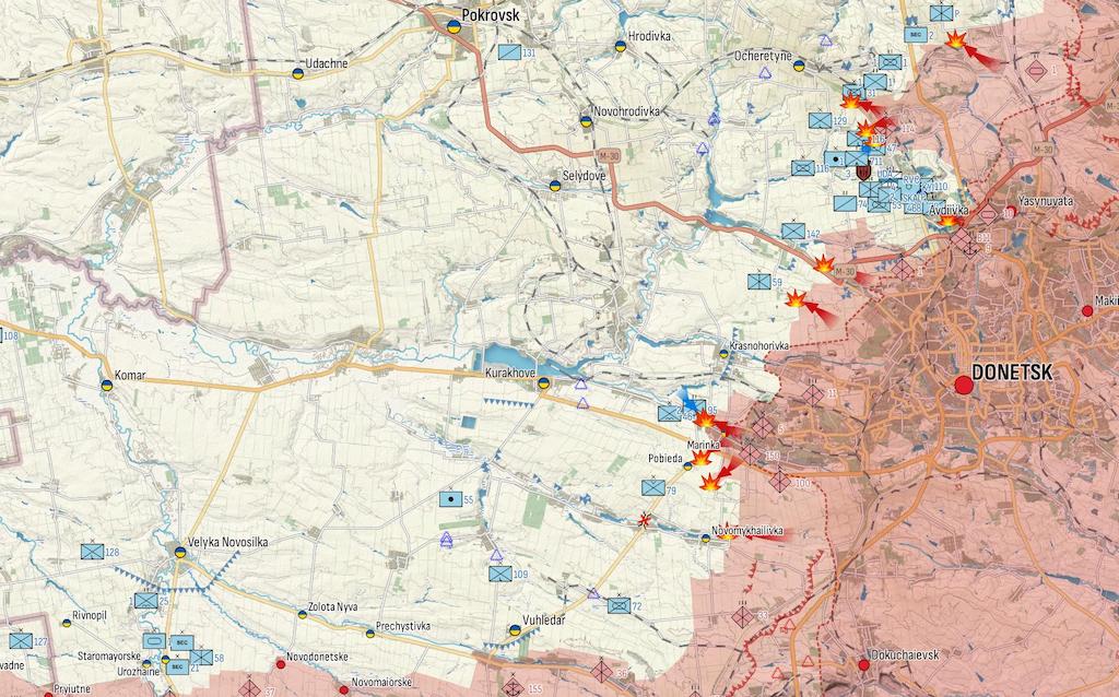 Генштаб: Росія наступає по всій лінії фронту, запекло штурмує район Авдіївки &mdash; карта боїв