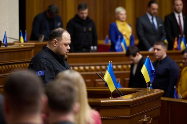 Голова Верховної Ради України Руслан Стефанчук виступив із трибуни Парламенту України до другої річниці повномасштабного російського вторгнення в Україну1