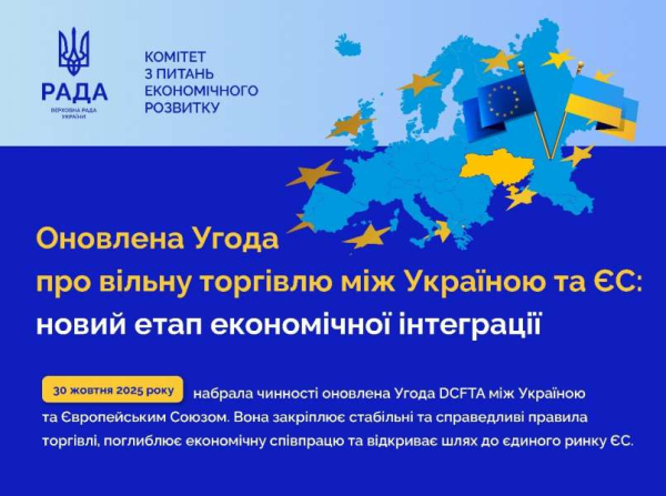 Комітет з питань економічного розвитку: Набрала чинності оновлена Угода про поглиблену та всеохоплюючу зону вільної торгівлі0