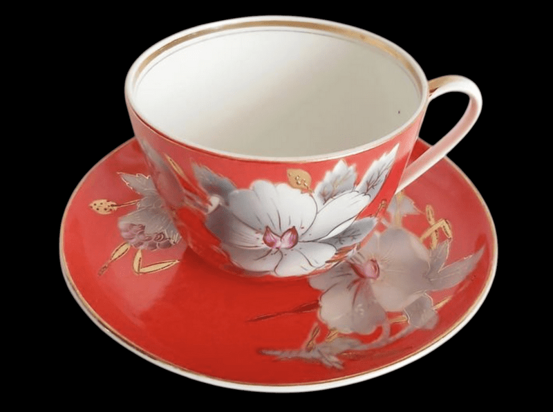 Чайна пара «Мальви» у розписі І. Величка. Баранівський фарфоровий завод. 1950-ті Чайна пара «Мальви» у розписі І. Величка. Баранівський фарфоровий завод. 1950-ті2