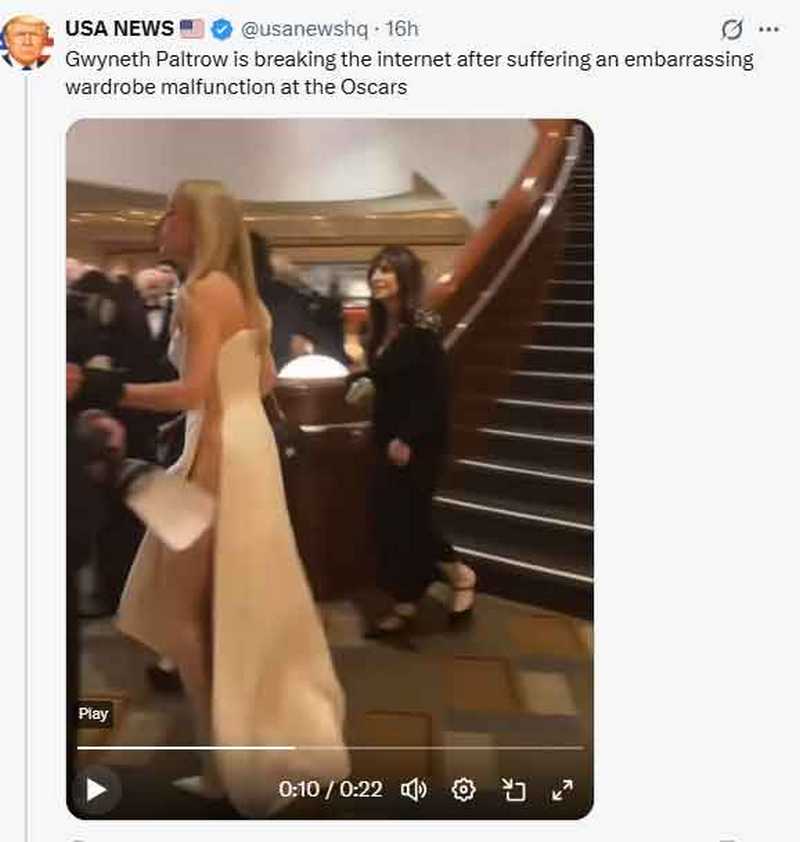 Ґвінет Пелтроу здивувала проблемами з сукнею на церемонії вручення премії «Оскар»1